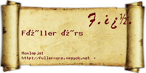 Füller Örs névjegykártya